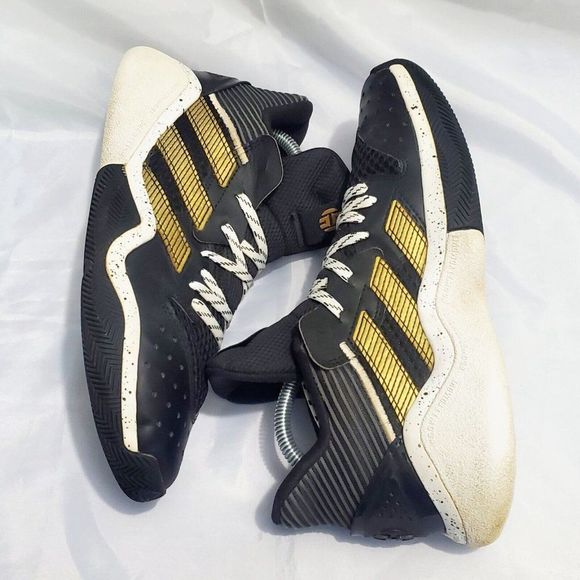 Adidas Harden STEPBACK Basketball Sneakers FX7655 Black/Gold Mens Size 7.5 Clean - Picture 4 of 9